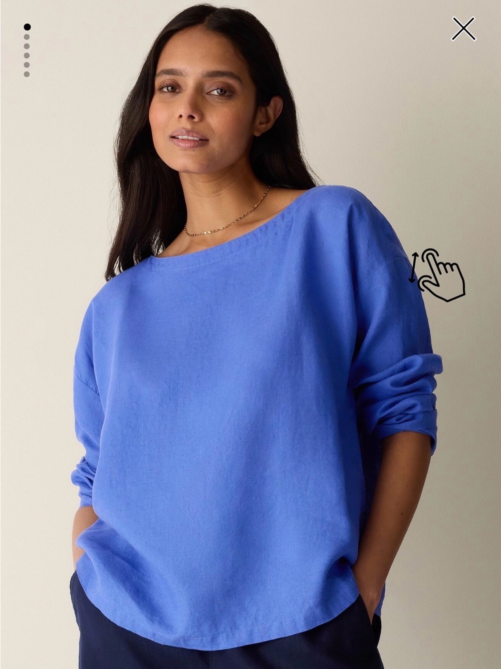 Eileen Fisher Blouse 100% organic Linen Bateau Neck Top Womens size XXS